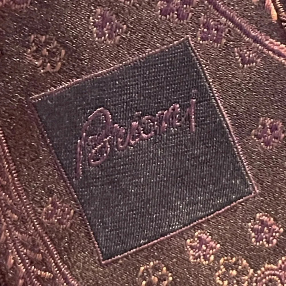 Brioni Silk Necktie Mens Brown Paisley Jacquard Italy Sartorial Dark‎ Academia